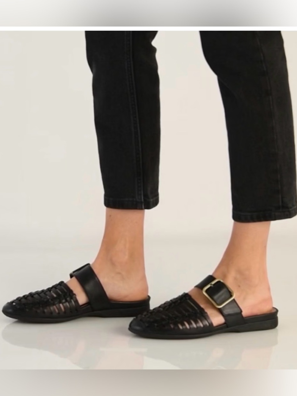 Dansko Black Woven Mule Slides with Buckle - Picture 2 of 10